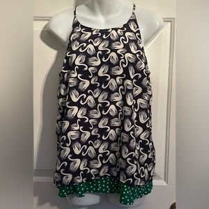 Anthropologie Porridge Women’s Small Green/Dark Navy Swan Layered Tank Top